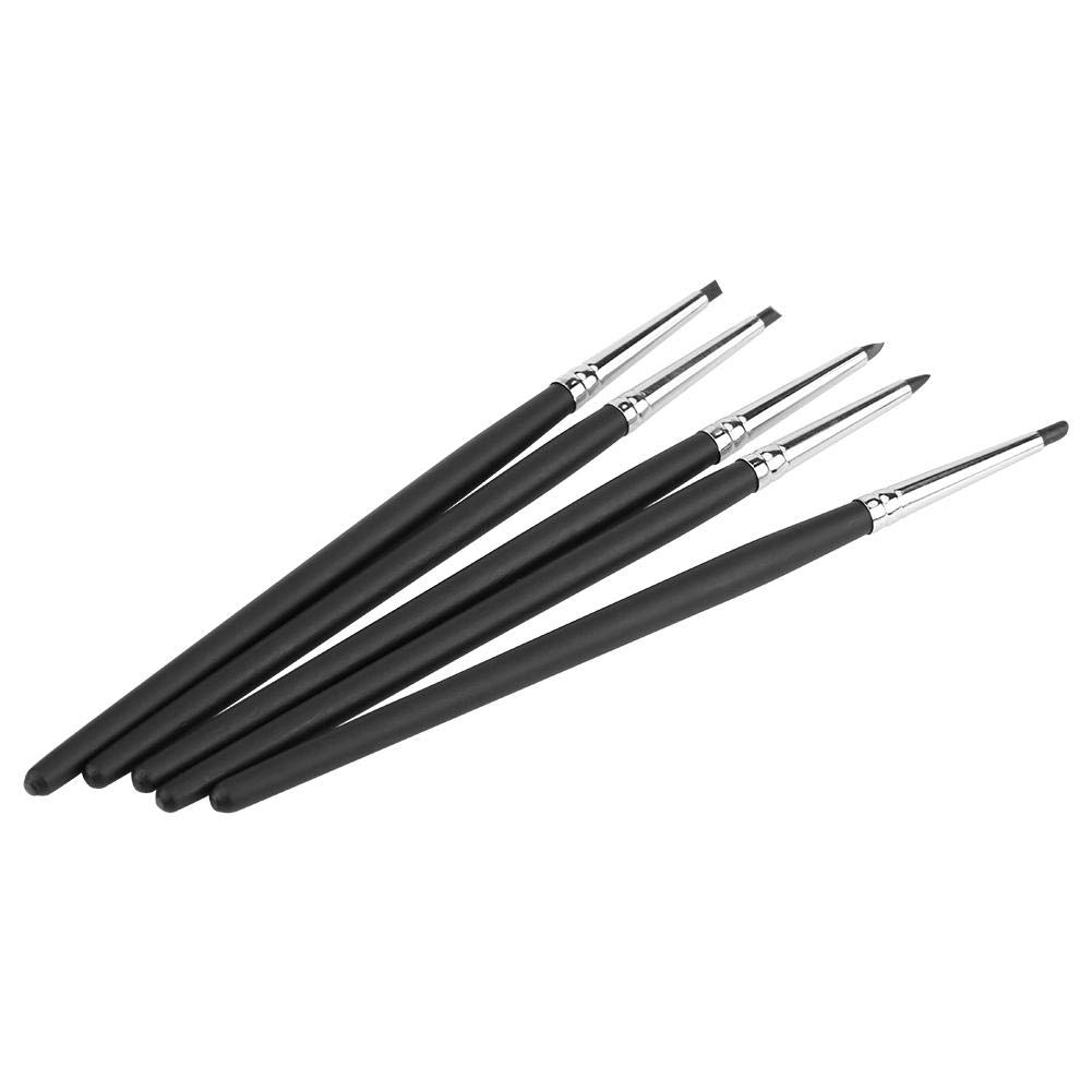 Dilwe Clay Sculpting Tools, 5pcs Silicone Soft Head Tool, Clay Pottery Moulding Pen 0.3cm for Clay Pottery Daubing Traces,Shaping(Black pen tip (0#))