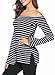 Womens Sexy Off The Shoulder Tops Long Sleeve Shirts Striped Juniors Casual Tops NavyStripes XL