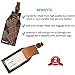 Deluxe Luggage Tags Leather Personalized Name ID Initial Card Holder 2 Bag Tags
