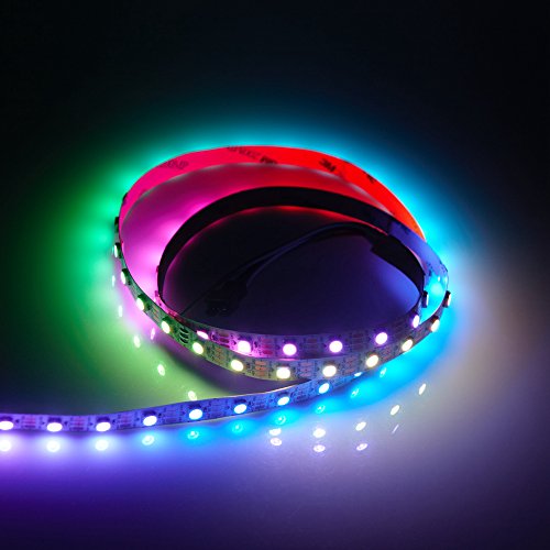 LED Strip Light RGB 5050 SMD 3.2FT 1M 60LEDs WS2813(Updated WS2812B) Non-waterproof IP30 RGB LED Individually Addressable Color Changing White PCB TARGOPOP