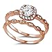 Vintage Halo 2 Piece Wedding Ring Round Cubic Zirconia Rose Tone Plated 925 Sterling Silver