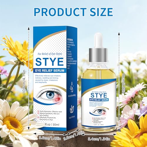 Stye Eye Treatment, Natural Stye Relief Serum for Chalazion, Blepharitis & Eyelid Bump, Gentle Soothing Eye Care for Swelling Redness Irritation (30 ml)