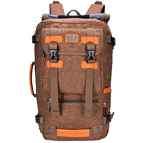Canvas Backpack WITZMAN Vintage Travel Backpack Hiking Luggage Rucksack Laptop Bags AB2020 (20 inch brown)