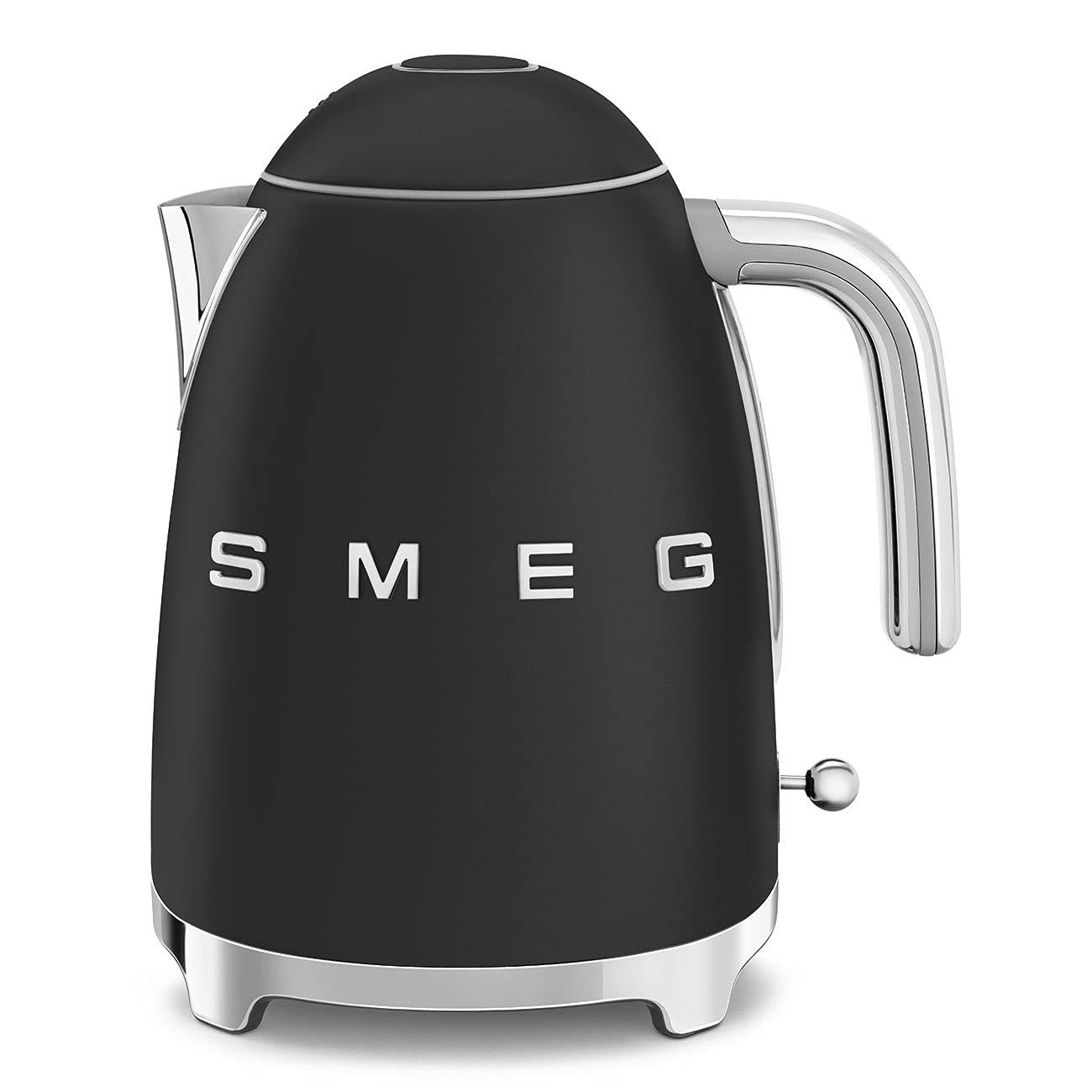 SMEG Hervidor de agua eléctrico estilo retro de los años 50 con apagado automático, base extraíble e indicador de agua, KLF03BLMUS, negro mate