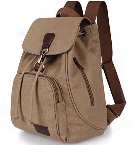 Softstreet Women Canvas Backpack Preppy Style School Lady Girl Student School Laptop Bag Dark Khaki