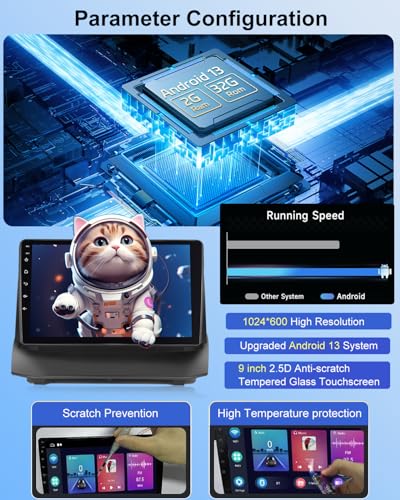 NHOPEEW 2+32G 9 Inch Android Radio for Ford Fiesta 2009-2017 – Wireless CarPlay & Android Car, GPS Navigation, Steering Wheel Control, FM RDS, Split Screen