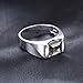 Jewelrypalace Men's Square 2.2ct Natural Smoky Quartz Engagement Ring, 14K White Gold Plated 925 Sterling Silver Promise Rings, Genuine Brown Gemstone Jewelry Gift For Men 10