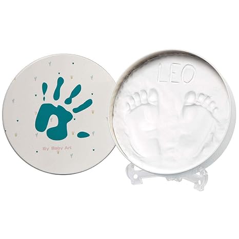 Baby Art - Magic Box, Rund, Essentials, Elegante Geschenk-Box mit Gipsabdruck zum Selbermachen für Baby Füßchen oder Händchen