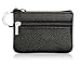 DukeTea Small Leather Zipper Change Purse Coin Wallet with Keychain Black
