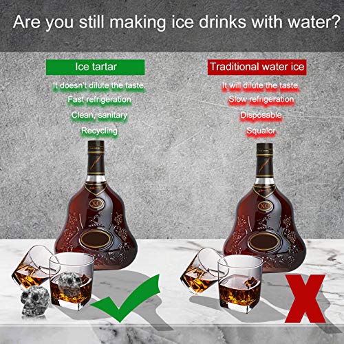 Vodolo (2 Pack) Whiskey Stones - 100% Natural Pure Granite Skull Bone Chilling Rocks for Whiskey Scotch Vodka Beverage Wine Stones, Reusable Hand Carved Chill Stones with Gift Box - Thumbnail 6