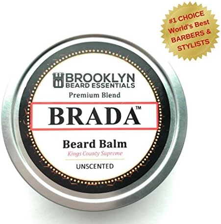 BE Brooklyn Beard Essentials BRADA: Best Beard Balm with Shea Butter, Beeswax and Argan Oil Premium Blend Kings County Supreme Fragrance Free Unscented 2 oz