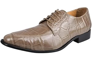 LIBERTYZENO Mens Croco Lizard Print Genuine Leather Adults Slip On & Lace Up Oxford Dress Shoes for Christmas