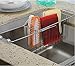 Kitchen Sponge Holder, Aiduy Adjustable Sink Caddy Brush Soap Dish Scrubber Drainer Rack - Stainless Steel