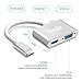 Tuwejia USB-C to HDMI VGA Adapter, Thunderbolt 3 USB Type-C to VGA HDMI 2 in 1 4K UHD Dual Screen Display with Large Projection Compatible MacBook Pro 2018/2017/2016, iPad Pro/MacBook Air 2018