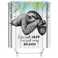 Assaoy Sloth Shower Curtain,Cute Sloth Design Waterproof Fabric Bathroom Shower Curtain (60x72inch Sloth Shower Curtain)