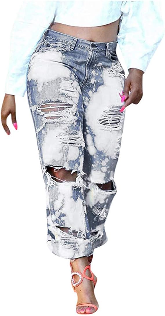 high waisted bleached jeans