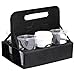 Preferred Nation Reusable Cup Carrier/Caddy (Set of 2), Holds 6 Soda Coffee Cups or Cans, Sturdy Frame and Solid Base, Foldable Convenient Easy to Carry | Great for Food Delivery Black