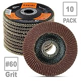 KSEIBI Aluminum Oxide 4 1/2 Inch Auto Body Flap Disc Sanding Grinding Wheel 10 Pack Type 27 (60 Grit)