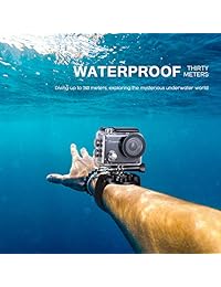 Crosstour - 4K, 16 MP, cámara de acción WiFi, cámara subacuática de 98.4 pies, carcasa impermeable, cámara deportiva con control remoto, 2 baterías y 19 accesorios de montaje