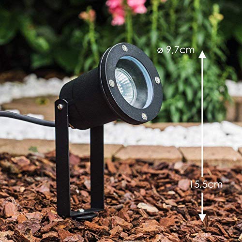 HOFSTEIN Gartenstrahler Pilsen, Gartenlampe mit Erdspieß, Außenleuchte aus Aluminium in Schwarz, Gartenbeleuchtung mit… – Bild 4
