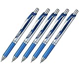 Pentel EnerGel Deluxe RTX Retractable Liquid Gel Pen,0.7mm, Fine Line, Metal Tip, Blue Ink-Value set of 5 (With Our Shop Original Product Description)