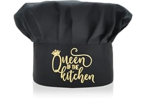 AGMDESIGN Queen of The Kitchen Chef Hat, Funny Chef Wear, Embroidered Design, Adjustable Kitchen Cooking Hat for Men & Women Black, Birthday for Mom Wife Girlfriend Aunt Grandma