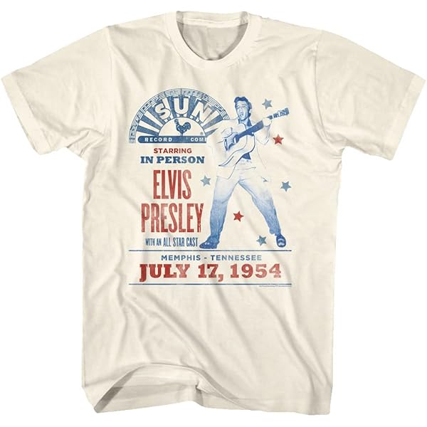 Amazon.com: Sun Records Elvis Presley Mens White Short Sleeve T