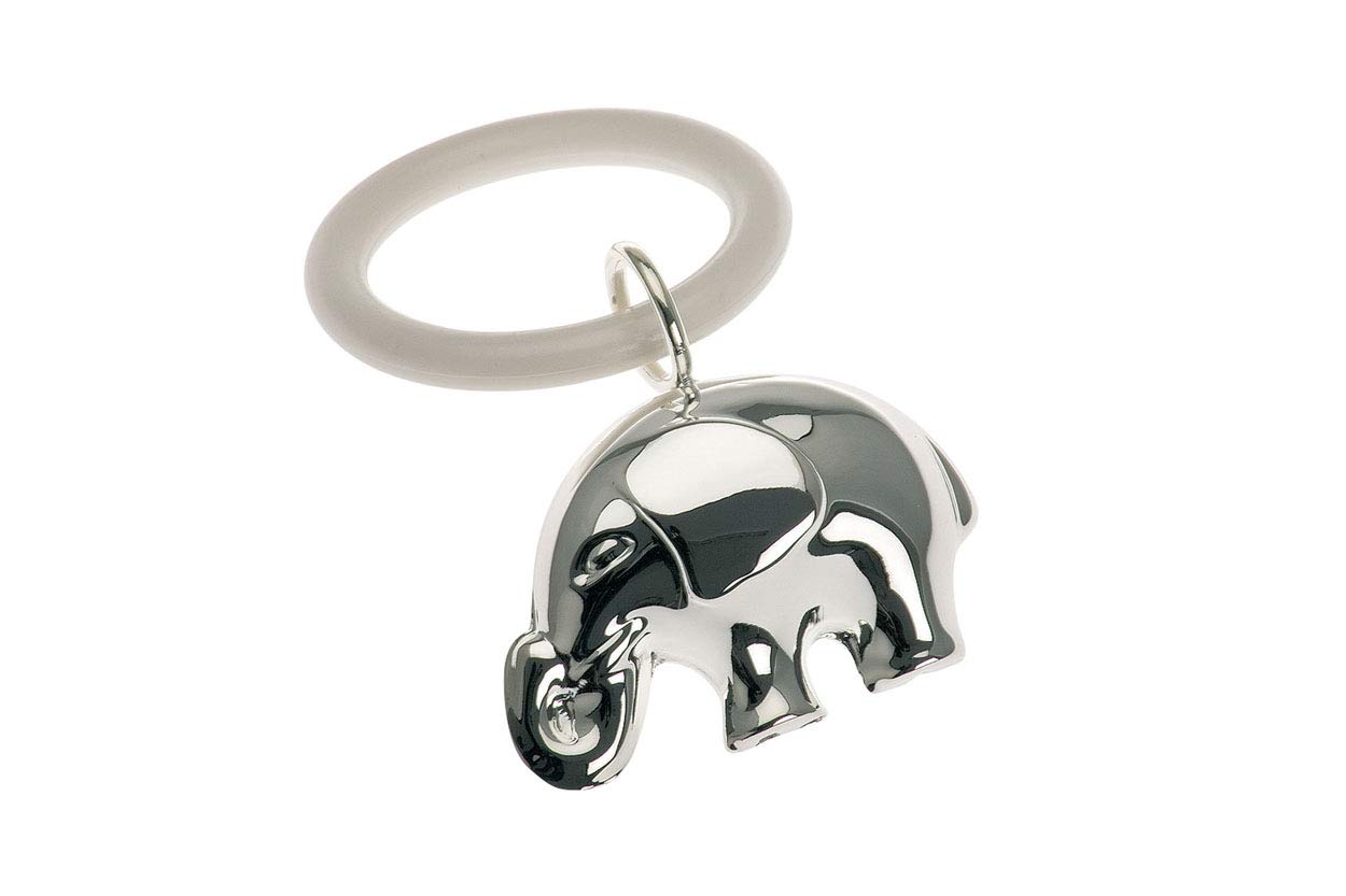 Baby Rattle Elephant on Teething Ring Silver-Plated