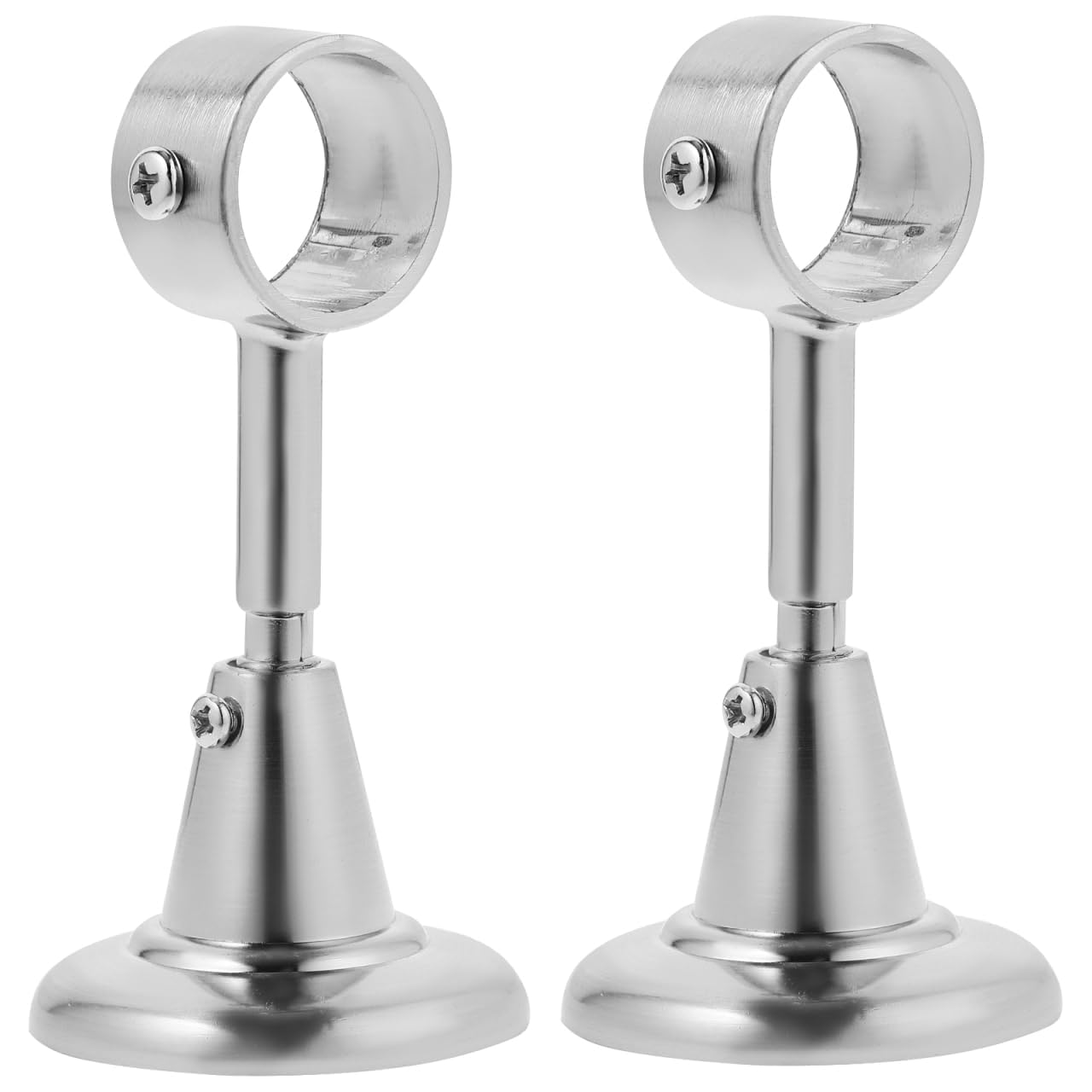 VOSAREA Curtain Pole Brackets Ceiling Mount Heavy Duty Curtain Rod Holders for 28mm Poles - Sturdy Metal Wall Brackets for Room Divider Shower Wardrobe Silver 2 Pack