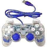 Bowink USB Pc Computer Vibration Shock Wired Gamepad Game Controller Joystick Game Pad (Clear Blue)