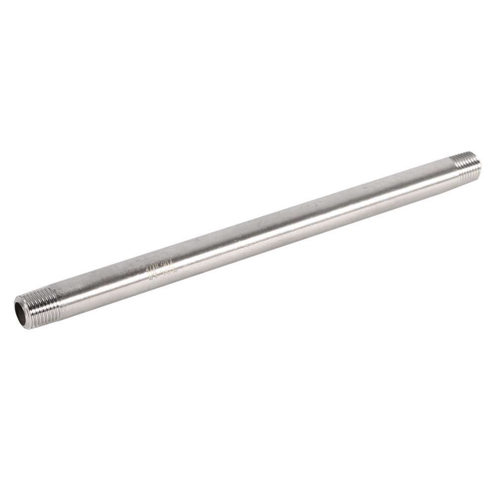 Stainless Steel Pipe Fitting SS304 1Pc Male x Male Threaded 200mm BSP Inner Diameter 9mm (DN8*200mm=1/4)