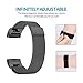 Fitbit Charge 2 Band-TENKER Adjustable Replacement Accessories Bands, Metal Wristband Band Strap - Stainless Steel Milanese Loop Metal Replacement Accessories Bracelet Strap (BLACK-L)