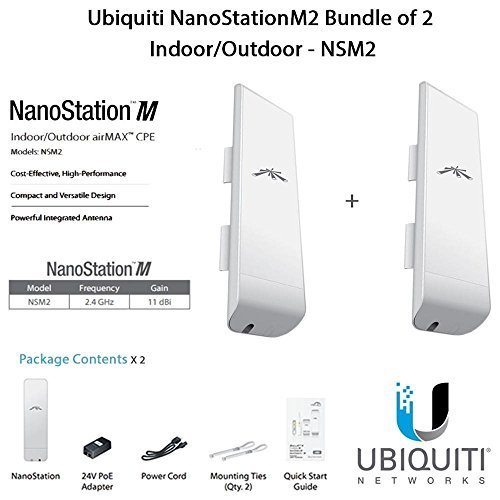 Ubiquiti NanoStationM2 Bundle of 2 NanoStationM Indoor/Outdoor airMAX CPE Router - NSM2