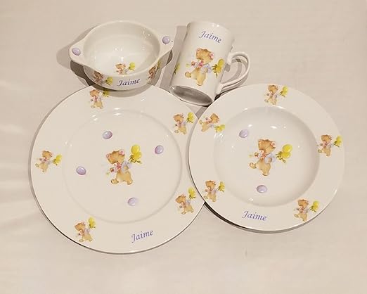 Vajilla Infantil Porcelana Personalizada con Nombre, 4 ...