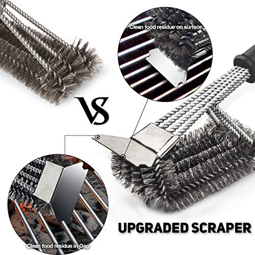 iiWey Grill Brush and Scraper, Large Surface 4 in 1 Best BBQ Brush for Grills, Long Safe 18" Stiff Handle and Stainless Steel Woven Wire Bristles Cleaning Brush for Weber Gas/Charcoal Grill - Thumbnail 4
