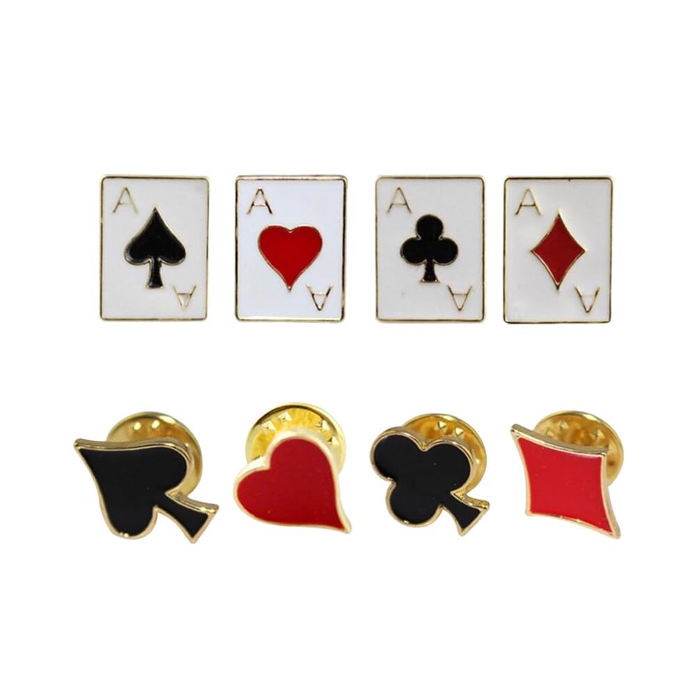 Holibanna 8Pcs Shirt Collar Pins Cufflinks and Tie Pin Small Poker Lapel Badges Playing Card Jewellery for Men (Random Style)