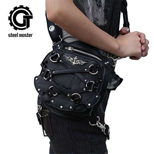 Steampunk Gothic Mini Waist Bag Women Leather Motorcycle Leg Crossbody Bag