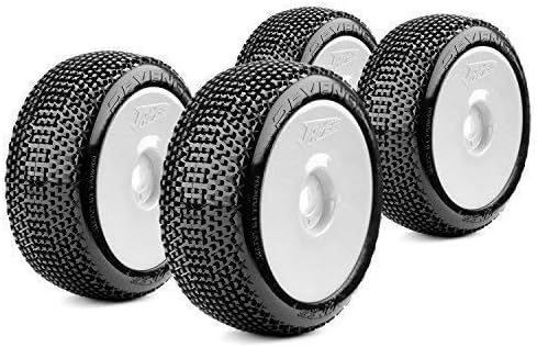 Complete Set Buggy Racing Tyres Revenger Soft 1:8 with Dish Rims White James Racing J08B09S2I & J-W01 830093