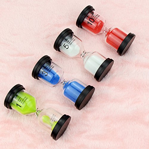 Sand Timer EMDMAK 4 Colors Hourglass Sandglass Sand Clock Timer 1min / 3mins / 5mins / 10mins for Games Classroom Home Office Decoration (Pack of 4)