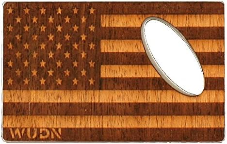 Real Wood 6 oz. Hip Flask AND Matching Credit Card Bottle Opener, American Flag