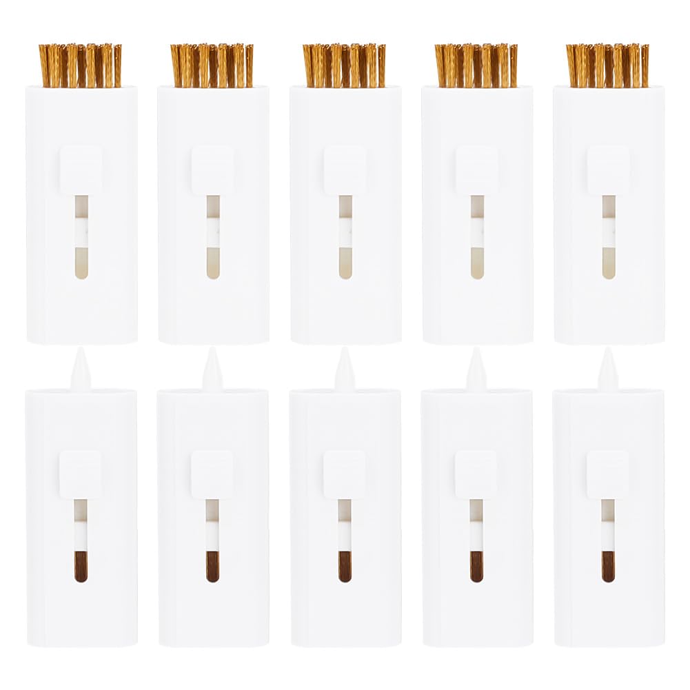 GOMAKERER 10 Pcs Pocket Golf Club Cleaning Brush, Brass Golf Club Cleaning Brush Golf Club Wire Brush Groove Double Side Cleaner for Golf Club Accessories White