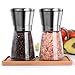 SMAGA Salt and Pepper Grinder Set - Set of 2 Salt Grinder & Pepper Mills with Bamboo Plate - Salt and Pepper Shakers with Adjustable Coarseness Brushed Stainless Steel Encasing