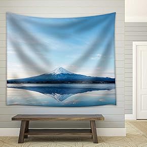 an Inverted Image of Mt Fuji - Fabric Wall Tapestry Home Decor - 51x60 inches