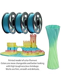 TRONXY   Filamento de PLA con impresión 3D, multicolor, 0.069 in, peso neto: 2.2 lbs Precisión +  0.002 in.