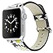 YOSWAN Bracelet for Apple Watch, National Black White Floral Printed Leather Watch Band 38mm 42mm Strap for Apple Watch Flower Design Wrist Watch Bracelet (Chrysanthemum Black, 38mm)