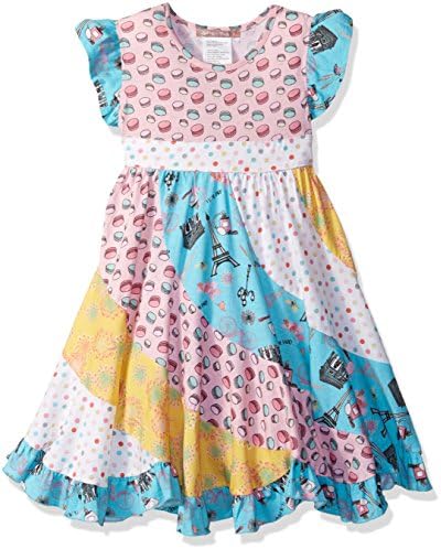 Jelly The Pug Little Girls' Spring in Paris Flo Dress, Multi, 4