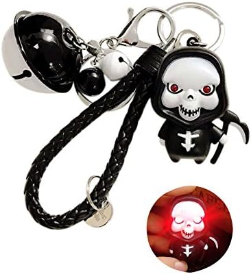 TSJ Detachable Lobster Clasp Keychains With LED Scary Sound Grim Reaper and Jingle Bells Perfect for Halloween Gifts, Decorations and Ornaments
