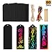 peony man 60 Kits of Scratch Rainbow Paper Art Bookmarks DIY Gift Tags Magic Rainbow Notes Cards with Satin Ribbons,Bamboo Stylus for Children Students Party Favor, Classroom, Travel Activity