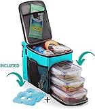 Zuzuro Lunch Bag Insulated Cooler Lunch Box w/ 3 Compartment - Heavy-Duty Fabric, Strong SBS Zippers - Includes 3 Meal Prep Lunch box Containers + 2 Ice Packs. For Men Women Adults (Turquoise)