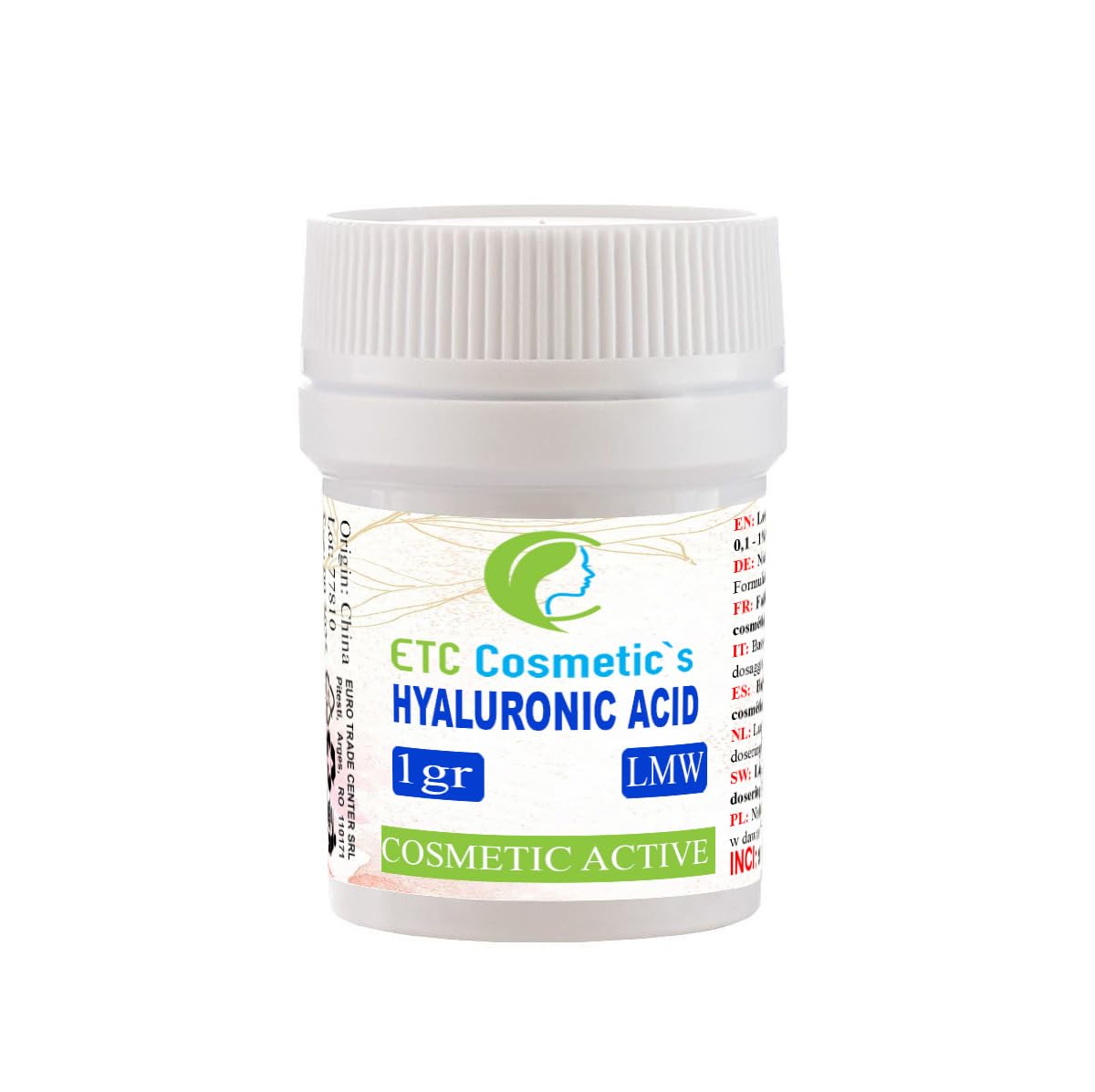 HYALURONIC ACID POWDER - 1g LMW (LOW molecular weight) 100% NATURAL & STRONG Anti-aging,Wrinkle-filler